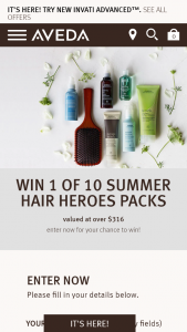 Aveda – Win 1 of 10 Summerhair Heroes Packs Valued at Over $316 (prize valued at $316)