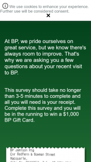 BP Australia – Make a participating purchase then fill out survey to – Win a $1000 Bp Gift Card (prize valued at $3,000)