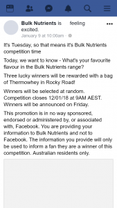 Bulk Nutrients – Win a Bag of Thermowhey In Rocky Road