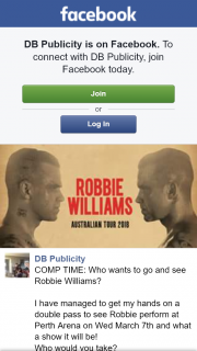 DB Publicity – Win a Double Pass to See Robbie Williams Perth