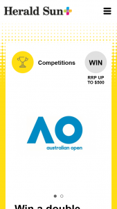 Herald-Sun plus rewards – Win a Double Pass to The 2018 Australian Open (prize valued at $2,163.1)