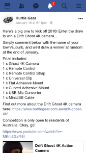 Hurtle Gear – Win a Drift Ghost 4k Camera..