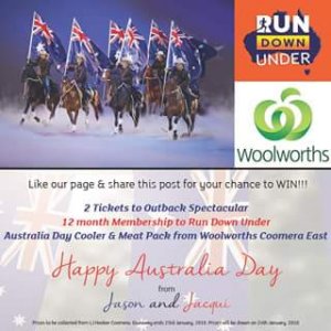 Jacqui Turpin – Win Double Pass to Aus OuTBack 12mth Membership to Run Downunder & Aust Day Pack – Must Collect