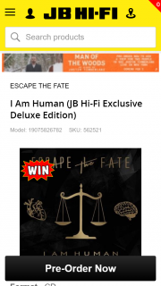 JB Hi-Fi Pre-order Escape the Faith’s new album & have a chance to – Win a Black Esp Ltd F-10 Electric Guitar Signed By The Band (prize valued at $342)