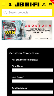 JB HiFi preorder Geostorm for a chance to – Win 1 of 3 Hover Camera Passport Drone (prize valued at $2,850)