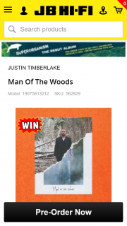 JB Hi-Fi Pre-order Justin Timerlake’s Man of the Woods for a chance to – Win a Trip for Two to New York to See Justin Timberlake Live In Concert (prize valued at $20,000)
