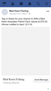 Mad Keen Fishing – Win a Mad Keen Australian Patriot Pack Valued at $70.00. (prize valued at $70)
