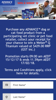 Mars Australia Purchase participating Advance pet product product & – Win a Prize (prize valued at $429)