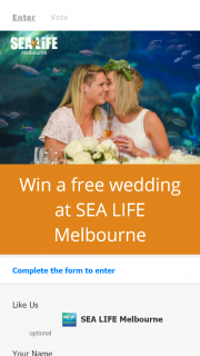 Melbourne Aquarium – Win an Unforgettable Wedding at Melbourne’s Most Unique Venue (prize valued at $12,000)