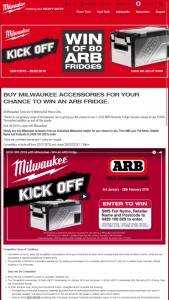 Milwaukee Tools – Win an Arb Fridge (prize valued at $1,600)