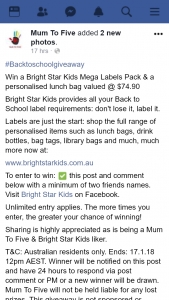 Mum to Five – Win a Bright Star Kids Mega Labels Pack & a Personalised Lunch Bag Valued @ $74.90 (prize valued at $74.9)