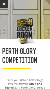 National Storage Locker Room – Win 1 of 3 Signed 2017 Perth Glory Jersey’s All Thanks to Proud Perth Glory Sponsors National Storage (prize valued at $1,500)
