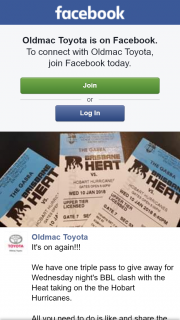 Oldmac Toyota – Win a Triple Pass to Brisbane Heat Vs Hobart Hurricanes