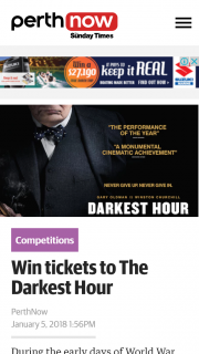 Perth Now – Win Tickets to The Darkest Hour