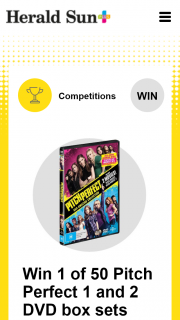 Plusrewards – Win 1 of 50 Pitch Perfect 1 and 2 DVD Box Sets (prize valued at $1,497.5)