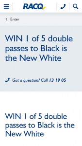 RACQ – Win 1 of 5 Double Passes to Black Is The New White (prize valued at $180)