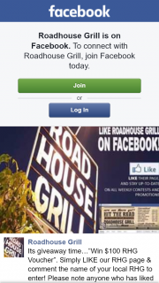 Roadhouse Grill – Win a $100 Roadhouse Grill Voucher (prize valued at $100)