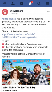 SheBrisbane – Win One of Five Double Passes to The Bbq Special Screening