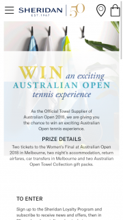 Sheridan – Win an Exciting Australian Open Tennis Experience (prize valued at $1,000)