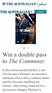 The Australian Plus – Win a Double Pass to The Commuter Terms & Conditions (prize valued at $2,000)