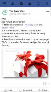 The Baby Vine – Win a $30 Kmart Voucher (prize valued at $30)