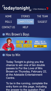 Today Tonight Adelaide – Win One of Ten Double Passes to for The Love of Mrs Brown on Thursday