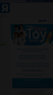 ToysRUs Become our next chief toy tester – Competition (prize valued at $2,000)