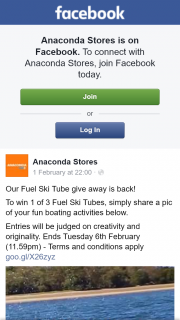 Anaconda – Win 1 of 3 Fuel Ski Tubes (prize valued at $349)