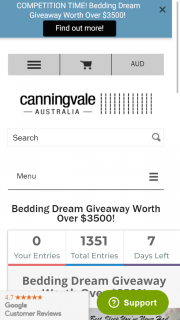 Canningvale – Win a Dream Bedding Pack (prize valued at $3,500)