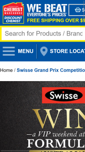 chemist warehouse – Win a VIP Weekend at The Formula 1 Swisse (prize valued at $40,000)