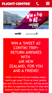 Flight Centre – Win a ‘sweet As’ Contiki Trip Return Airfares With (prize valued at $5,000)