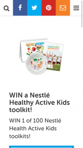 Healthy Food Guide – Win 1/100 Nestle Healthy Active Kids Toolkits (prize valued at $22.9)