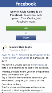 Ipswich Civic Centre – Win Tickets to Pupperty of The Penis Show