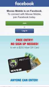 Moose mobile – Win a $250 Myer Voucher (prize valued at $250)