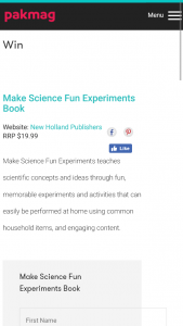 Pak magazine – Win a Copy of Make Science Fun Experiments Book