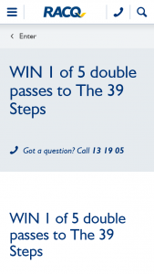RACQ – Win 1 of 5 Double Passes to The 39 Steps (prize valued at $154)