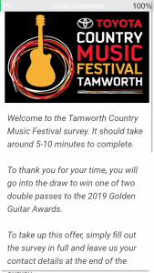 2018 Tamworth Country Music Festival Survey – Win One of Two Double Passes to The 2019 Golden Guitar Awards (prize valued at $600)