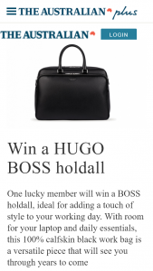 The Australian Plus – Win a Boss Holdall (prize valued at $1,799)