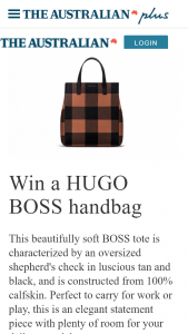 The Australian Plus – Win a Hugo Boss Handbag Terms & Conditions (prize valued at $1,299)