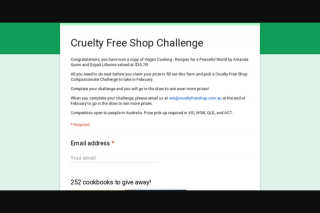The Cruelty Free Shop – Win One of 252 Copies of Vegan Cooking (prize valued at $9,000)