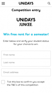 UniDays – Win an Entire Semester of Free Rent (prize valued at $5,000)