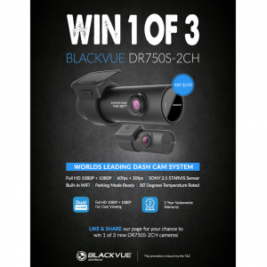 BlackVue Australia – Win 1 of 3 BlackVue DR750S-2CH dash cameras valued at $599 each