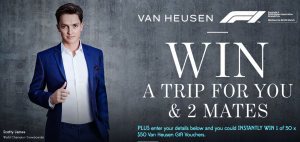 PVH Brands Australia – Van Heusen Mentor Event 2018 – Win a major prize of a trip for 3 to Melbourne to attend the 2018 Australian Grand Prix OR 1 of 50 Van Heusen vouchers