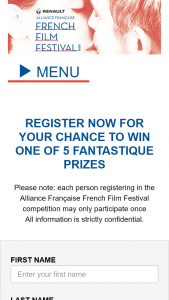 Alliance Française French Film Festival – Win The First Prize (prize valued at $20,000)