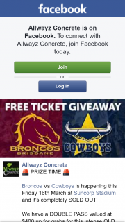 Allwayz Concrete – Win The Match (prize valued at $400)