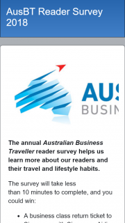Australian Business Traveller 2018 Survey – Win a Business Class Return Ticket to Singapore With Singapore Airlines No Accomm) Plus Other Prizes (prize valued at $9,000)