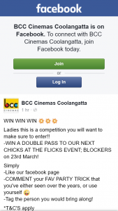 BCC Cinemas Coolangatta  -Win a Double Pass to Our Next Chicks at The Flicks Event