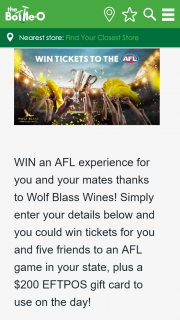 Bottle O – Win an AFL Experience for You and Your Mates Thanks to Wolf Blass Wines (prize valued at $410)
