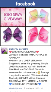 Butterfly Bargains – Win Jojo Bow