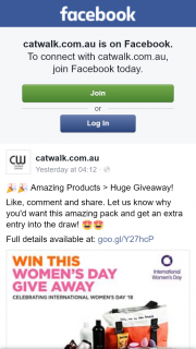 catwalk – Win Women’s Day Giveaway Purch for Additional Entry (prize valued at $800)
